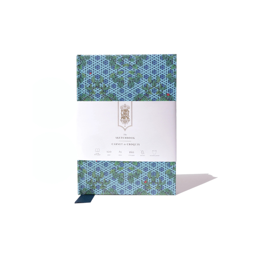 The Sketchbook A5 Enveloped in Rattan - Teal
