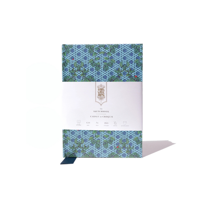 The Sketchbook A5 Enveloped in Rattan - Teal