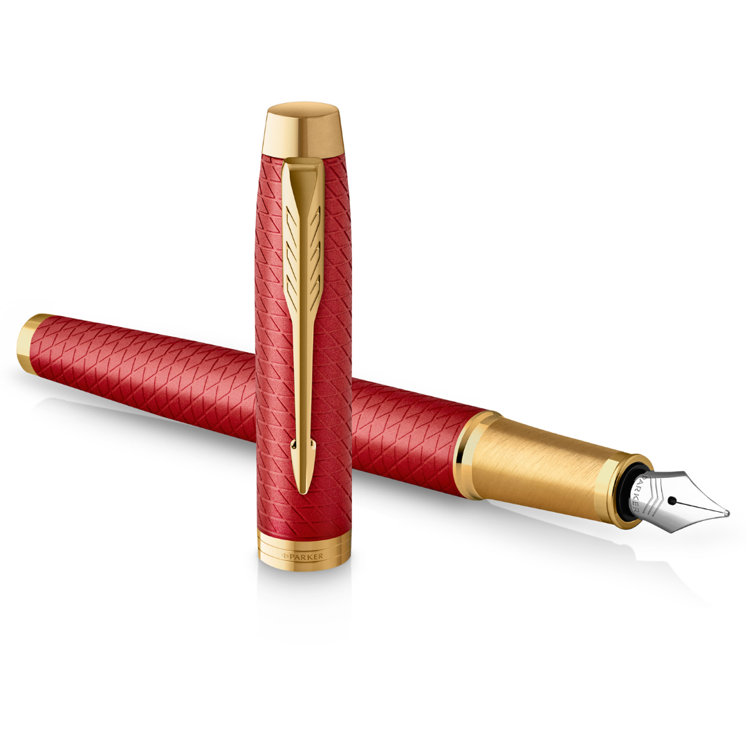 Parker IM Premium Red Lacquer G.T. Fountain pen F Blue ink