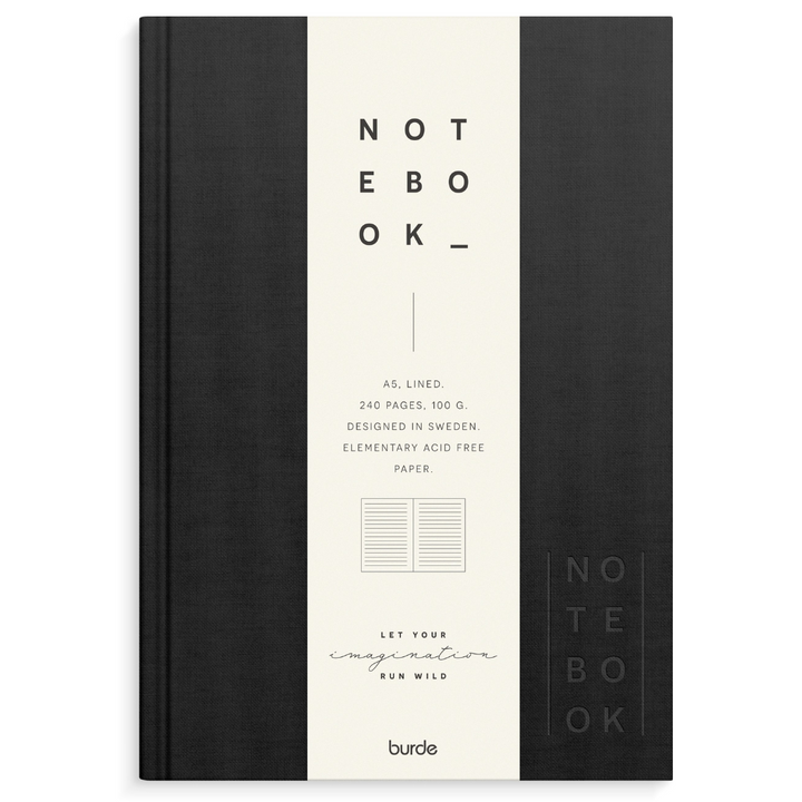 Notebook Textile black lined A5