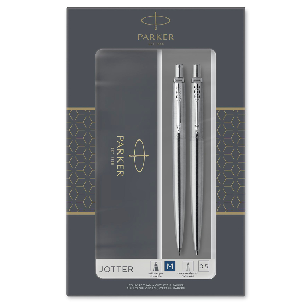 Parker Duo Set Jotter Stainless Steel C.T. Ballpoint M Blue ink and Mechanical Pencil