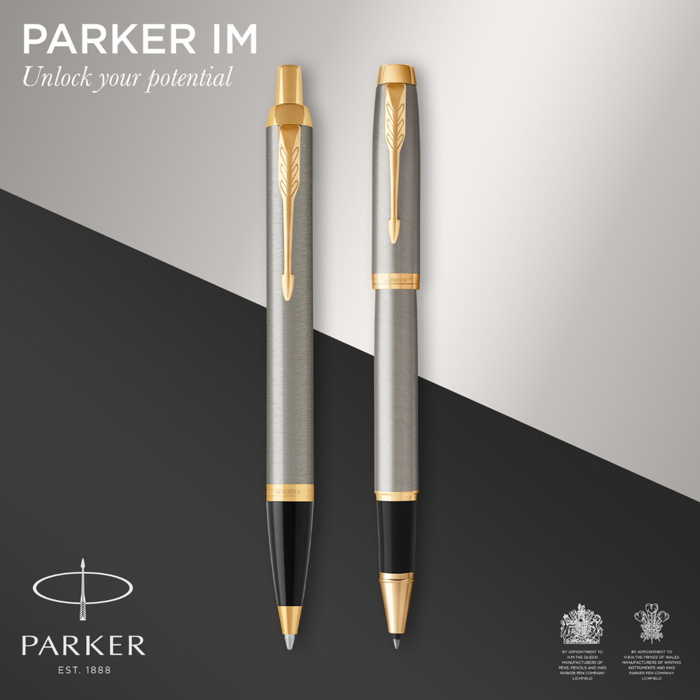 Parker Duo Set IM Brushed Metal G.T. Ballpoint and Rollerball M Black ink