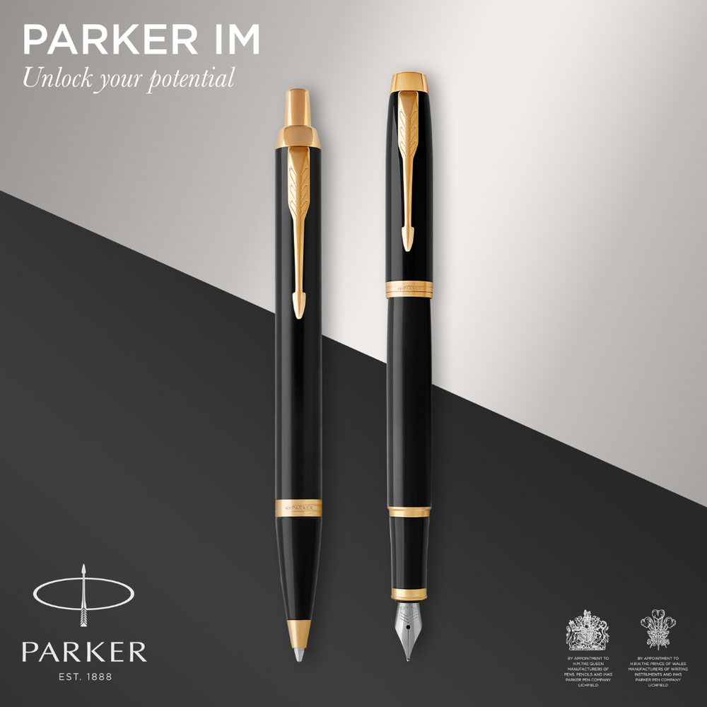 Parker Duo Set IM Black G.T. Ballpoint and Fountain Pen M Blue ink