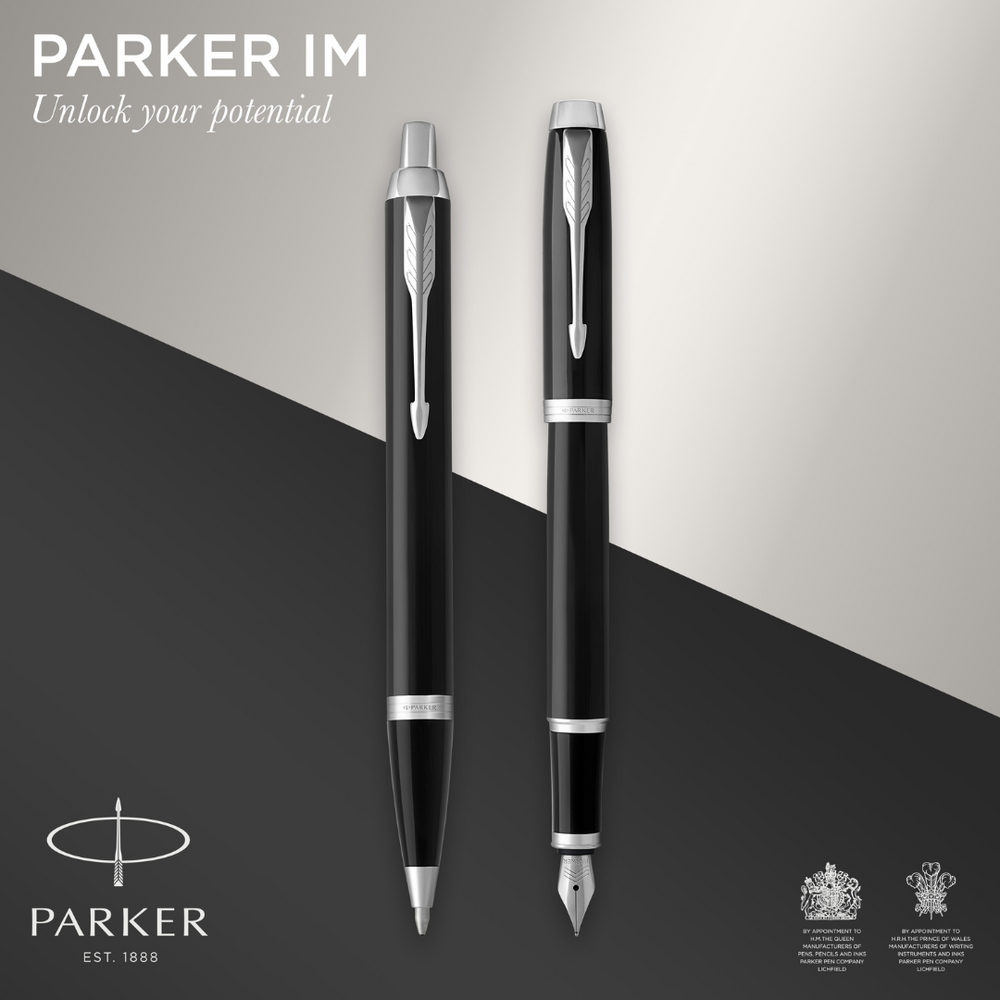 Parker Duo Set IM Black C.T. Ballpoint and Fountain Pen M Blue ink incl. Pen pouch