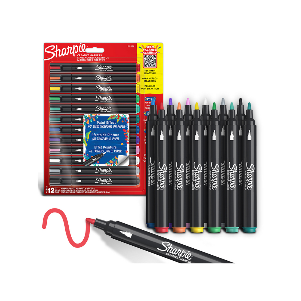 Sharpie Creative Acrylic Marker Assorted Colours Bullet tip 12-Blister